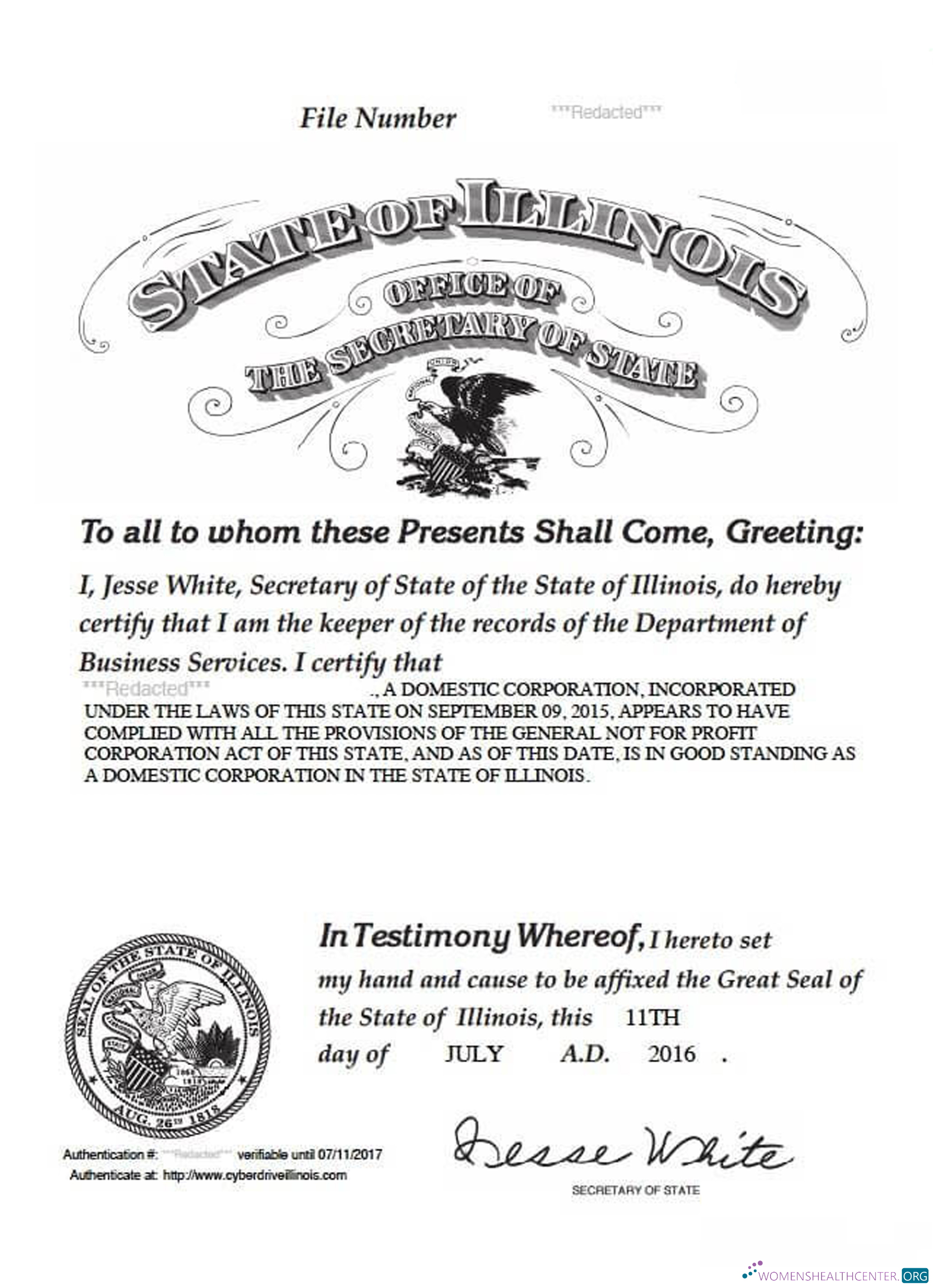 Download USA Illinois certificate of good standing Photoshop template